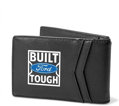 Compatible with - Ford Built Ford Tough Black PU Leather Slim RFID Resistant Bi-fold Men Wallet in Saudi Arabia