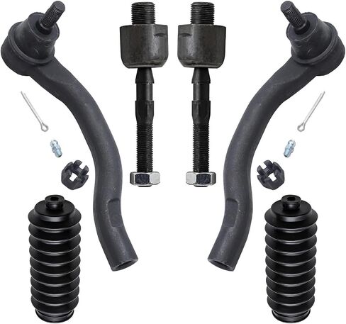 Detroit Axle - Front 6pc Tie Rods End Kit for 2008-2012 Honda Accord, 4 Outer & Inner Tie Rod Ends 2 Boots Suspension Kit 2009 2010 2011 Replacement in Saudi Arabia