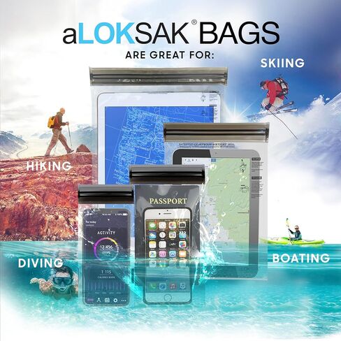 LOKSAK - aLOKSAK Waterproof Cellphone Dry Bags - Airtight Underwater Phone Pouch - Touch Screen Compatible - Diving Certified (2 Pack - 4.875 in x 8 in) Clear in Saudi Arabia