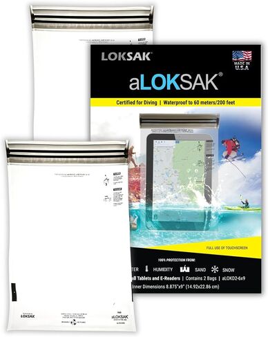 LOKSAK - حقائب جافة مقاومة للماء للهواتف المحمولة من aLOKSAK - حقيبة هاتف محكمة الغلق تحت الماء - متوافقة مع شاشة اللمس - معتمدة للغوص (عبوتان - 4.875 بوصة × 8 بوصة) شفافة in Kuwait