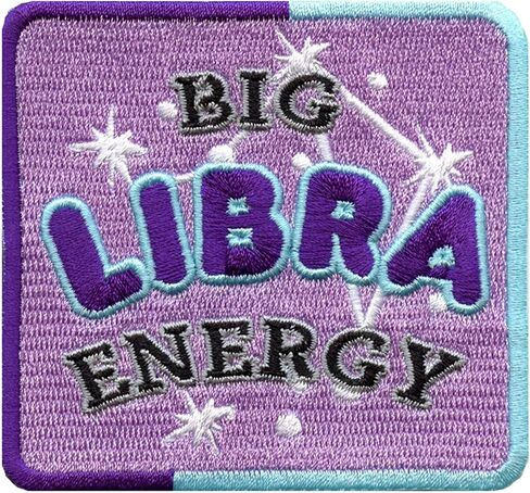 Big Libra Energy Patch Constellation Zodiac Box Embroidered Iron On in Saudi Arabia