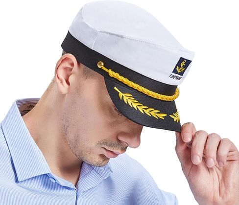 Yacht Captain Hat Adjustable Boat Hats for Women Men Funny Boat Accessories Sailor Hat Cosplay Costume Captain Hats in Saudi Arabia