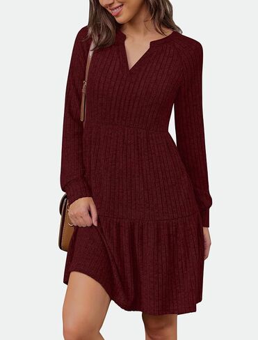 IWD Womens V Neck Long Sleeve Dress with Pockets Casual A-Line Knee Length Fall Knit Sweater Dresses 2025 in Saudi Arabia