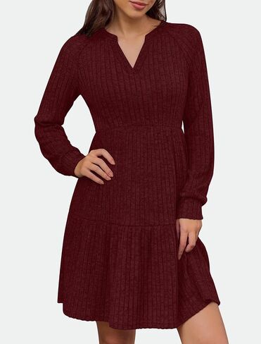 IWD Womens V Neck Long Sleeve Dress with Pockets Casual A-Line Knee Length Fall Knit Sweater Dresses 2025 in Saudi Arabia