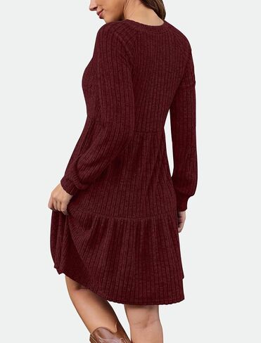 IWD Womens V Neck Long Sleeve Dress with Pockets Casual A-Line Knee Length Fall Knit Sweater Dresses 2025 in Saudi Arabia