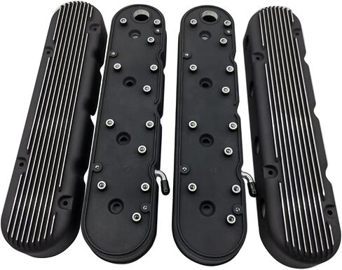 1 Pair 2pcs/Set Valve Cover Black Finned Vintage Hidden Cast Aluminum Valve Cover with Coil Mounts Compatible with Chevy LS LS1, LS2, LS3, LS6, and LS7 Engines. in Saudi Arabia