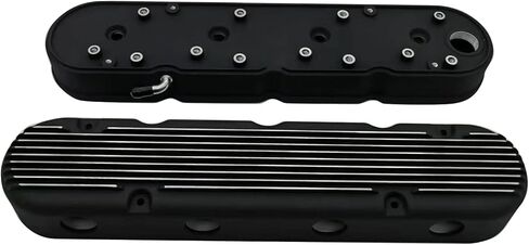 1 Pair 2pcs/Set Valve Cover Black Finned Vintage Hidden Cast Aluminum Valve Cover with Coil Mounts Compatible with Chevy LS LS1, LS2, LS3, LS6, and LS7 Engines. in Saudi Arabia