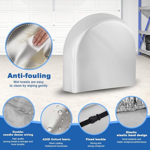 مجموعة أغطية إطارات Trailers Rv مكونة من 4 قطع، غطاء واقي العجلة للمقطورة، والتخييم، والشاحنة، وRvs، ومقطورة القارب - أغطية العجلات المقاومة للأشعة فوق البنفسجية في جميع الأحوال الجوية، وإبزيم قفل مقاوم للرياح (قطر الإطار 27 بوصة - 29 بوصة، فضي) in Kuwait