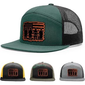 First Responder, Emergency Rescuer with USA Flag, First Responder Hat, 168 Style Trucker Leather Patch Hat for Men & Women, 7 Panel Baseball Cap with Snapback Enclosure in Kuwait