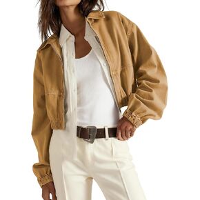 Cropped Bomber Jackets Women Fall Outfits 2025 Lightweight Zip Up Long Sleeve Casual Denim Jacket With Pockets in Kuwait