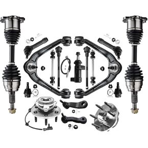 Detroit Axle - 4WD Front End Suspension Kit for Chevy GMC Silverado Sierra Suburban 1500 Yukon Tahoe Escalade Wheel Bearing Hubs Control Arms Ball Joints CV Axles Tie Rods Sway Bars Idler Pitman Arms in Kuwait