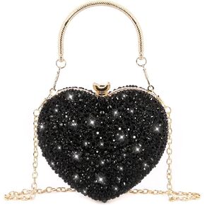 Naimo Womens Heart Bag Rhinestone Evening Bag Handbag Purse for Wedding Cocktail Party in Kuwait