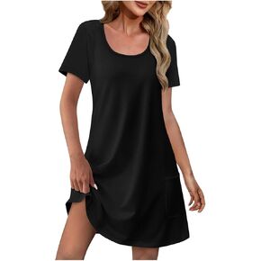 Dresses for Woman Solid Color Elegant Classy Dresses Square Neck Short Sleeve Elegant Flowy Sundresses Plus Size in Saudi Arabia