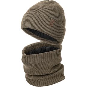 مجموعة هدايا قبعة ووشاح الشتاء للرجال من Wmcaps، قبعة صغيرة مبطنة بالصوف مقاومة للرياح وتدفئة الرقبة للطقس البارد in Kuwait