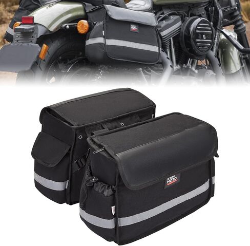 أكياس سرج الدراجات النارية من KEMIMOTO سعة 28 لتر مع غطاء مطر عالمي متوافق مع Softail Sportster Cruiser Dyna Vulcan Rebel Scooter Oxford Motorcycle Panniers حقيبة الأمتعة in Saudi Arabia