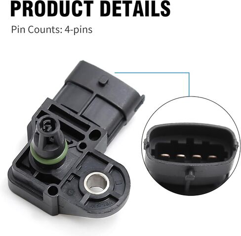 68211211AA MAP Sensor, Robust Manifold Absolute Pressure Sensor, Replacement for Jeep Grand Cherokee 2014-2018 Replacement for Ram 1500 2014-2018, Replaces 45962121F 46330273 in Saudi Arabia
