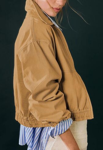 Cropped Bomber Jackets Women Fall Outfits 2025 Lightweight Zip Up Long Sleeve Casual Denim Jacket With Pockets in Kuwait