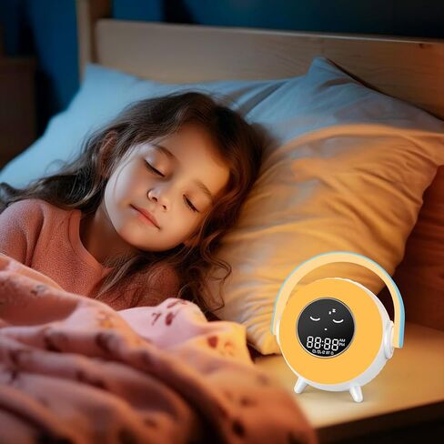 منبه مع ضوء RGB، ضوء ليلي، عرض وجه مبتسم لطيف، متوافق مع بلوتوث، جهاز صوت وموافق لإيقاظ ساعة منبه للأطفال الصغار والأطفال (متدرج) in Kuwait