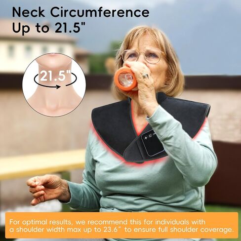 Infrared Red Light Therapy for Neck Shoulders Pain Relief, Cordless Wearable Heating Pad for Body with Timer, 660nm & 850nm Near-Infra Therapy Device for Woman Man Elder Upper Back Muscle Relaxation in Saudi Arabia