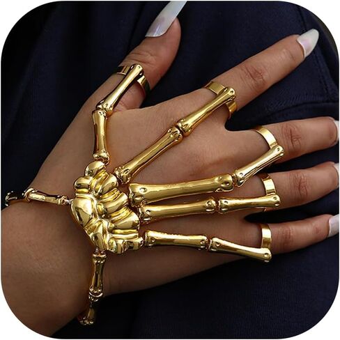 Ghost Claw Metal Skeleton Bracelet Gothic Finger Wristband Skull Fingers on Party Halloween Accessories Jewelry in Saudi Arabia