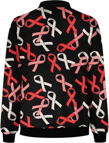Zip Up Jackets for Women Pink Ribbon Print October Breast Cancer Awareness Jacket Coats Lightweight Casual Outerwear in Saudi Arabia