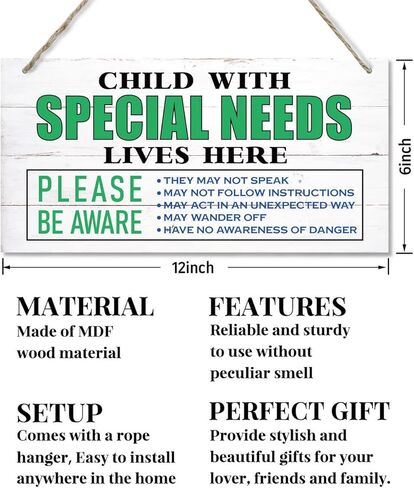 EDCTO Autism Sign, Decorative Wood Wall Art, 12 x 6 inch MDF Material, Rustic Autism Family Hanging Wall Decor in Kuwait