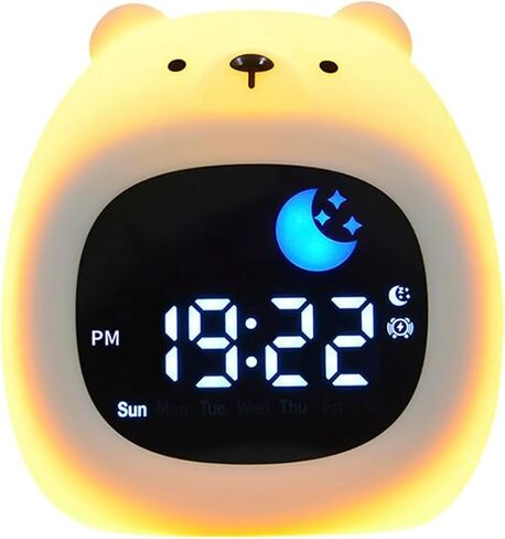 Alarm Clock with Night Light, Cute Cartoon Animal Dogs/Dinosaur/Cat/Litter Bear/Owl/Cloud-Shaped OK to Wake Clock with White Noise, Digital Display Electronic Clock, Dog in Kuwait