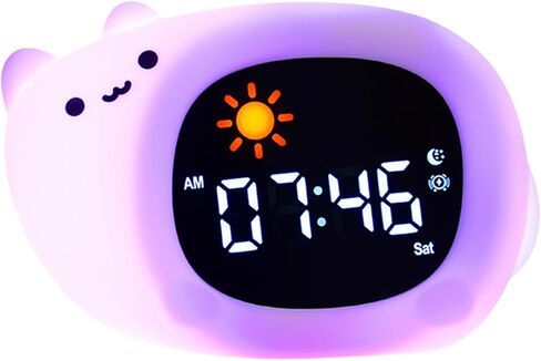 Alarm Clock with Night Light, Cute Cartoon Animal Dogs/Dinosaur/Cat/Litter Bear/Owl/Cloud-Shaped OK to Wake Clock with White Noise, Digital Display Electronic Clock, Dog in Kuwait