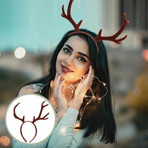 عصابة رأس من Beaupretty لعيد الميلاد على شكل قرون الرنة، عصابة رأس على شكل قرن الوعل، عصابة رأس على شكل غزال عيد الميلاد لحفلات الهالوين التنكرية، بني in Kuwait