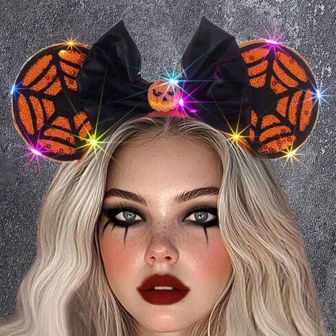 Light Up Mouse Ears Headbands Led Bow Hairbands Glowing Wing Headpiece Glitter Halloween Hair Accessories for Women (E, One Size) in Saudi Arabia