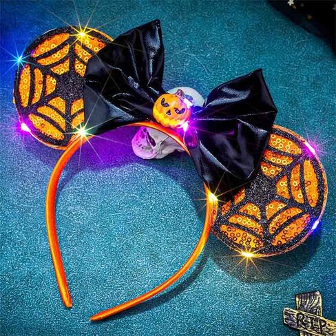 Light Up Mouse Ears Headbands Led Bow Hairbands Glowing Wing Headpiece Glitter Halloween Hair Accessories for Women (E, One Size) in Saudi Arabia