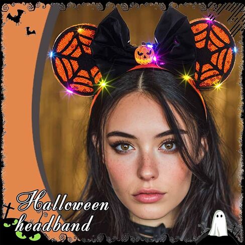 Light Up Mouse Ears Headbands Led Bow Hairbands Glowing Wing Headpiece Glitter Halloween Hair Accessories for Women (E, One Size) in Saudi Arabia