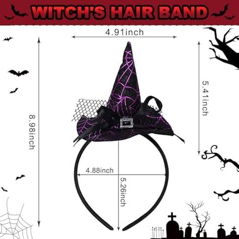 Halloween Witch Hat Headband Spider Web Hair Bands Cute Hair Accessories for Women Halloween Party in Saudi Arabia
