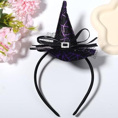 Halloween Witch Hat Headband Spider Web Hair Bands Cute Hair Accessories for Women Halloween Party in Saudi Arabia