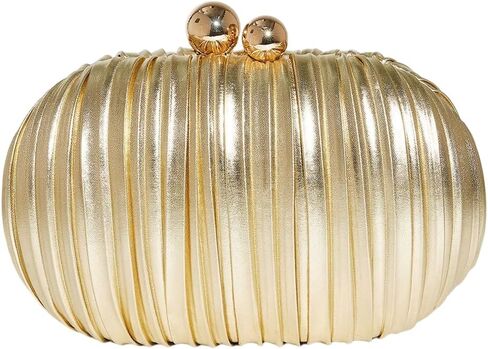 Milumia Women's Metallic Kiss Lock Mini Clutch Purse Elegant Pleated Evening Handbags in Saudi Arabia