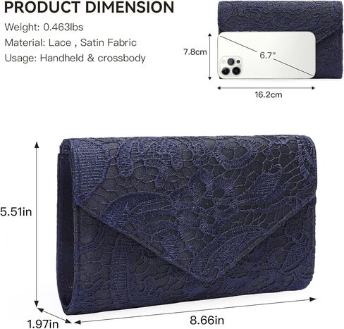 محفظة بمقبض من الدانتيل للنساء حقيبة مسائية عبر الجسم وحفلات الزفاف الرسمية وحقيبة يد أنيقة على شكل مغلف in Kuwait