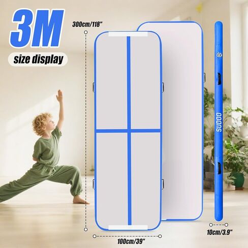 10ft 3M نفخ الجمباز حصيرة الهواء الطابق المسار تراجع حصيرة اللياقة البدنية الصالة الرياضية حصيرة اليوغا حصيرة ممارسة اليوغا حصيرة الفنون القتالية للمنزل التدريب في الهواء الطلق استخدام ث/مضخة هواء كهربائية in Kuwait