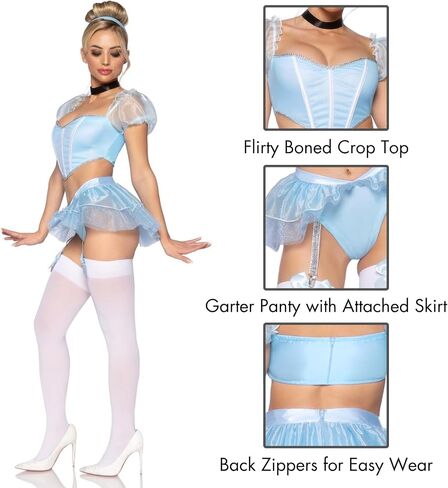 Leg Avenue Women's 4 Pc Glass Slipper Cinderella Dress Costume in Saudi Arabia