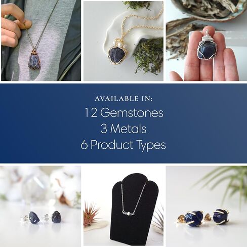 Designs by Nature Gems Handcrafted Raw Gemstone Necklace in Sterling Silver in Saudi Arabia