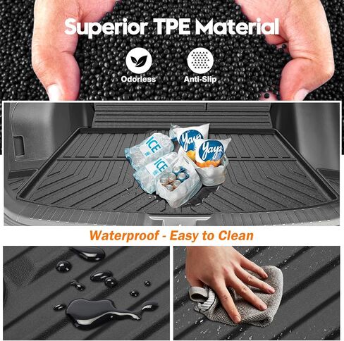 KUST All Weather Cargo Liner Trunk Floor Mat Cargo Mat Custom Fit for Toyota Sienna 2021-2023 2024 (Only Fit with Spare Tire) Black Non-Slip in Kuwait