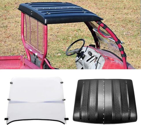 KUAFU Flip Windshield & Hard Top Compatible with 2006-2016 Kawasaki Mule 600 610 SX 4X4 XC Front Windscreen - 2 Packages in Saudi Arabia