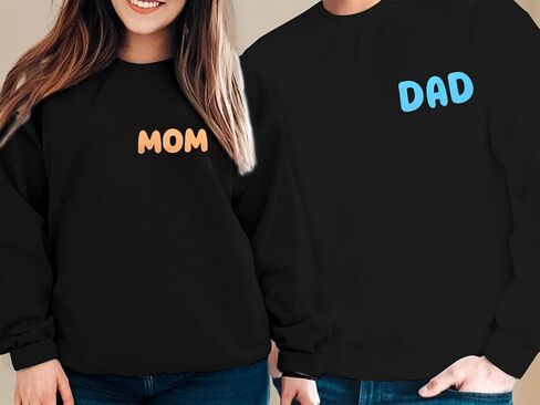 FLOYU Mom Dad Sweatshirt Couple Cool Dad Mom Pullover Husband and Wife Lightweight Crewneck Sweatshirts Gift Tees For Parents in Saudi Arabia