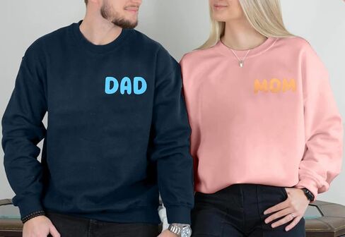 FLOYU Mom Dad Sweatshirt Couple Cool Dad Mom Pullover Husband and Wife Lightweight Crewneck Sweatshirts Gift Tees For Parents in Saudi Arabia