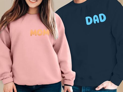 FLOYU Mom Dad Sweatshirt Couple Cool Dad Mom Pullover Husband and Wife Lightweight Crewneck Sweatshirts Gift Tees For Parents in Saudi Arabia