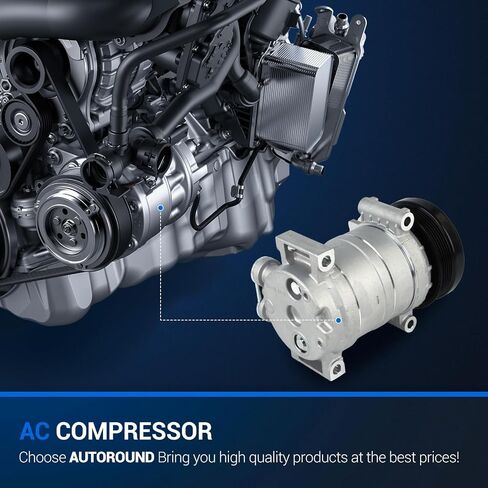 ضاغط تيار متردد Autoround مناسب لـ 1995-2003 Chevy، GMC، Cadillac، Isuzu، Oldsmobile - Silverado، Suburban، Yukon، C1500، C2500، C3500، K1500، K2500، K3500، Escalade، 4.3L 5.0L 5.7L 6.5L 7.4L 8.1L in Saudi Arabia