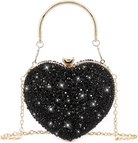 Naimo Womens Heart Bag Rhinestone Evening Bag Handbag Purse for Wedding Cocktail Party in Kuwait