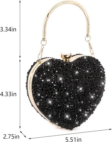 Naimo Womens Heart Bag Rhinestone Evening Bag Handbag Purse for Wedding Cocktail Party in Kuwait