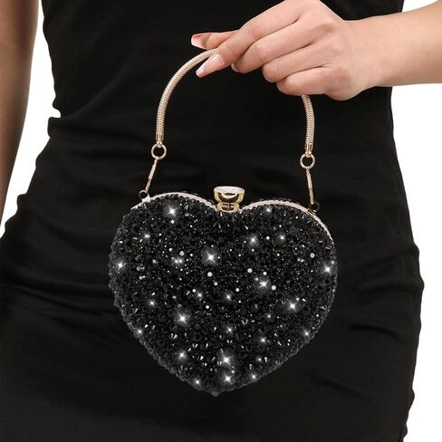 Naimo Womens Heart Bag Rhinestone Evening Bag Handbag Purse for Wedding Cocktail Party in Kuwait