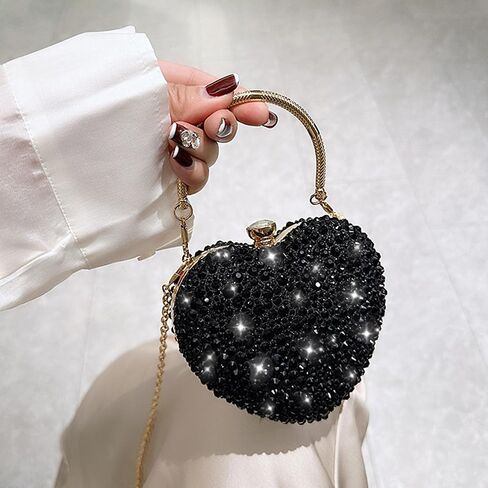 Naimo Womens Heart Bag Rhinestone Evening Bag Handbag Purse for Wedding Cocktail Party in Kuwait