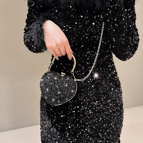 Naimo Womens Heart Bag Rhinestone Evening Bag Handbag Purse for Wedding Cocktail Party in Kuwait